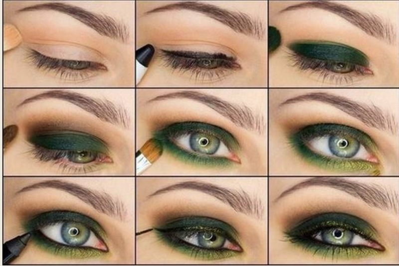 Макияж для круглого лица с зелеными глазами