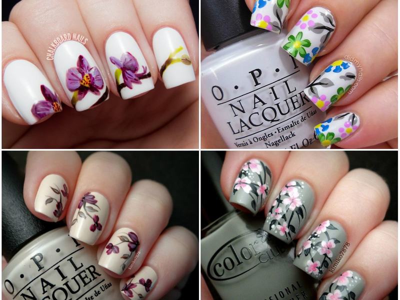 Объемные цветы на ногтях